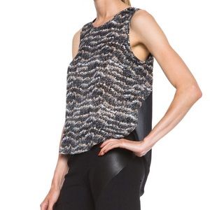 Rag & Bone Fleet Silk Printed Sheer Back Tank Top, XS